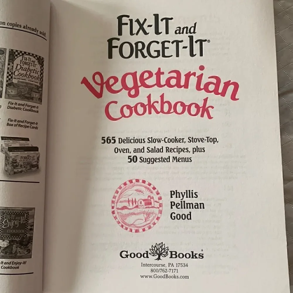 Cookbook Paperback Fix it and Forget it Vegetarian Phyllis Good